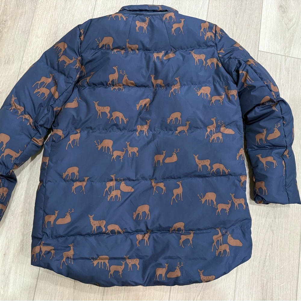 BODEN - Women's Blue Down Puffer Deer Print Jacket - Size 6 - Picture 2 of 7